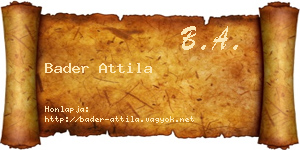 Bader Attila névjegykártya